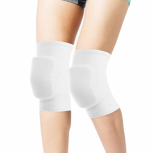 Volleyball Knee Pads - Protective Foam for Youth & Adults - White, Medium