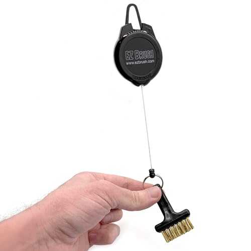 Retractable Golf Club Brush with Clip and Brass Bristles