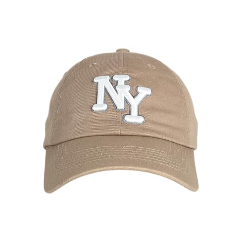 E by Elidan Khaki NY 3D Embroidered Dad Hat - Unisex Baseball Cap
