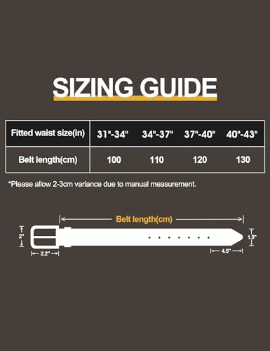 Men's Genuine Leather Dress Belt - Casual 1.5" Width, Brown - 2pcs, Size 37-40"