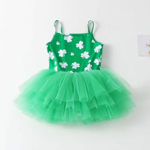 Toddler Girls Tutu Dress - Tulle Ballet Leotard Outfit, 5-6 Years Green Clover