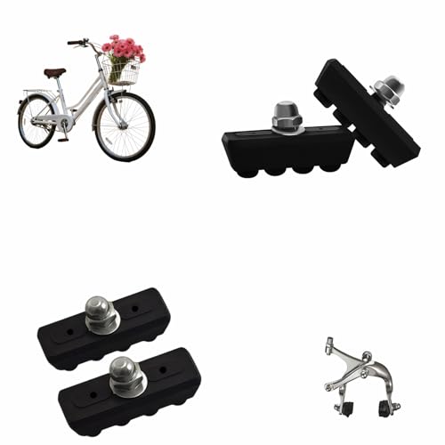 Road Bike Brake Pads - 2 Pairs, All-Weather Quiet Caliper Brake Shoes