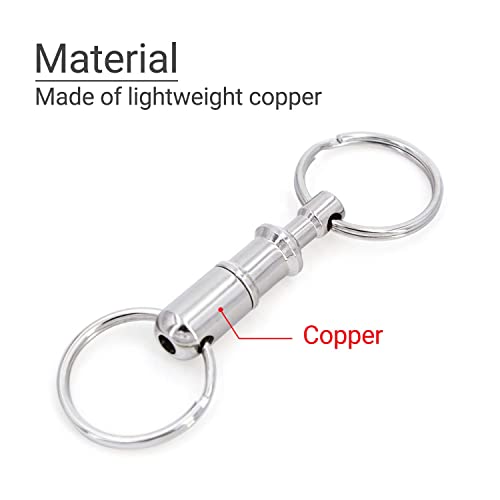 Quick Release Keychain Set - 8Pcs Detachable Key Rings Silver