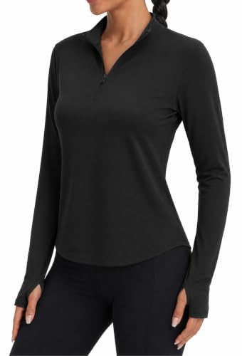 Alaroo Women's 1/4 Zip Long Sleeve Fishing & Workout Shirt XL Black
