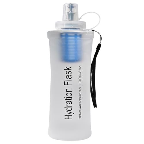 Butie White 1L Collapsible Water Bottle with Filter for Travel Hiking Camping