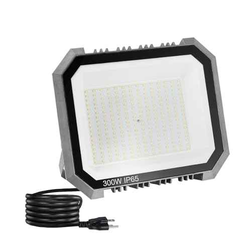 1 Pack LED Flood Lights Outdoor, 300W 30000LM Super Bright Floodlight Outside Work Light with 5.9FT Plug, IP65 Waterproof 6000K Outdoor LED Flood Light for Garage, Yard, Lawn, Garden
