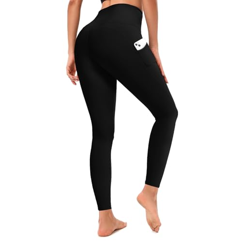 High Waist Capri Yoga Leggings with Pockets - Black, X-Large