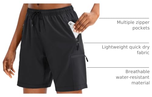 Women's Quick Dry Cargo Shorts - Lightweight Hiking Shorts with Zipper Pockets