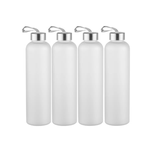Novelinks 4 Pack 27oz Clear Plastic Water Bottles with Airtight Lids