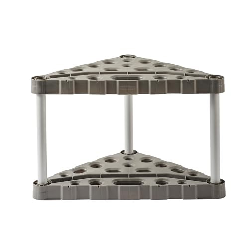 Rubbermaid Plastic Garage Corner Tool Tower Rack, Easy to Assemble, Organizes up to 30 Long-Handled Tools/Rakes/ Brooms/Shovles for Home/House/Outdoor/Sheds