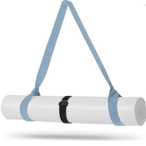 Yoga Mat Carrier Strap - Adjustable Cotton Blend - Haze Blue