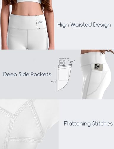 High Waisted Girls Athletic Leggings with Pockets - Kids