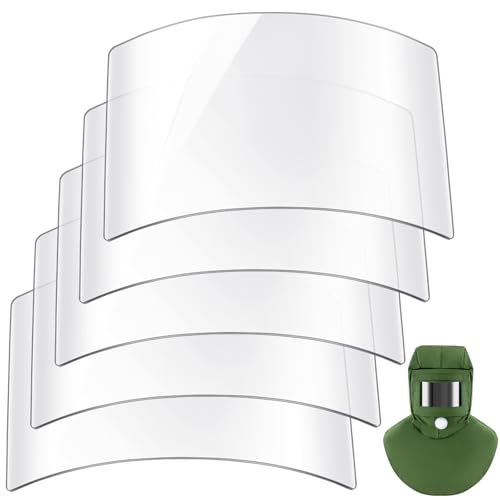 Kingdder 5 Pcs Sandblasting Hood Replacement Lens Clear Face Shield PC Visors Peel off Lens Cover for Painting Dusting Grinding