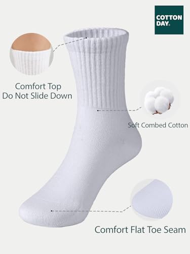 Unisex Kids Soft Combed Cotton Athletic Socks - X-Large All White