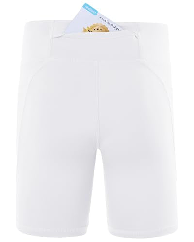Youth Compression Shorts with Pockets - 5" White