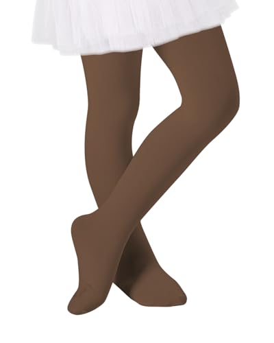 Toddler Ballet Tights for Girls - Opaque Footed Dance, 1-3T Coffee