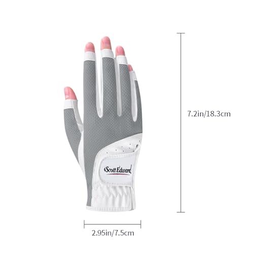 Scott Edward Women's Open-Finger Golf Gloves Left & Right Hand Grey 19-M