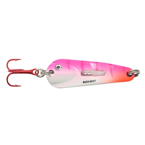Buck-Shot Flutter Spoon Fishing Lure - 1/8 Oz - UV Pink Tiger