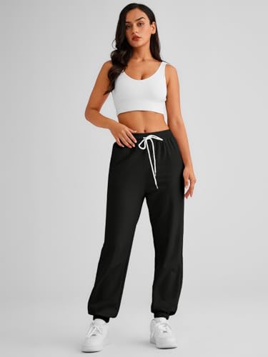 Automet Women's Cinch Bottom Sweatpants Athletic Trousers Black XS