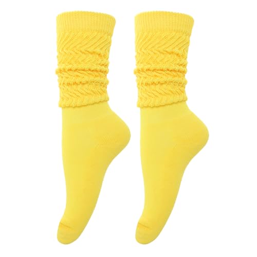 Slouch Socks for Women - Extra Long Knee High Socks - Yellow