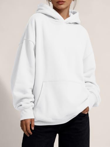 Trendy Queen Womens Hoodies Oversized Sweatshirt – White, Medium