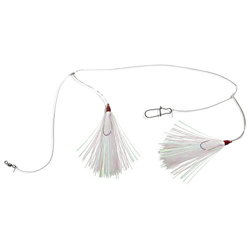 Hi-Lo Rig Mylar Teaser for Saltwater Fishing - 3/0 Hooks, White - 1 Pack