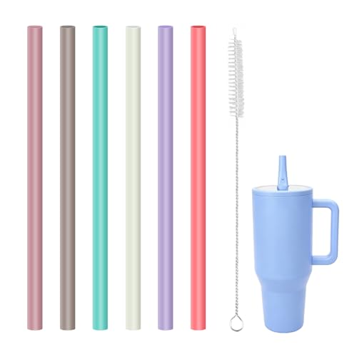 Reusable Replacement Straws for 32 oz Water Bottles - 6 Pack with Brush