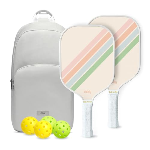 Dinkly 2 Macaron Twill Gray Graphite Pickleball Paddles Set USAPA Approved
