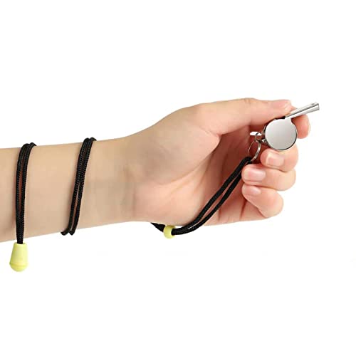 Stainless Steel Sports Whistles with Lanyards - 2 Pack