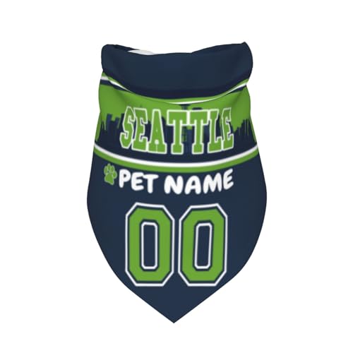 Personalized Seattle Dog Bandana - Custom Name & Number - One Size