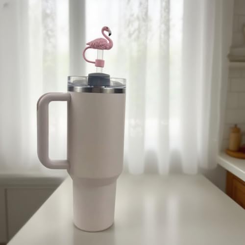 Flamingo Straw Cover for 10mm Tumbler Straws - Reusable PVC Topper