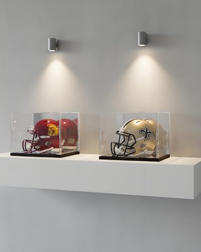 Mini Helmet Display Case with Mirror Back | UV-Resistant, Dustproof, 7.9"