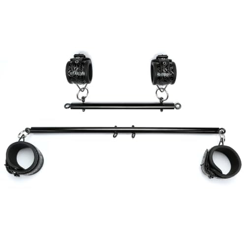 Heavy Duty Expandable Spreader Bar for Pilates & Yoga - Black+BlackStar