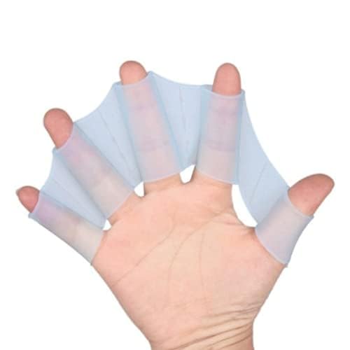 Silicone Swimming Hand Webbed Fins - L Size Blue