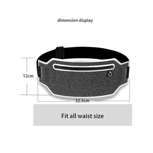 Slim Running Belt - Water-Resistant Fanny Pack for 7" Phone - Black Grey