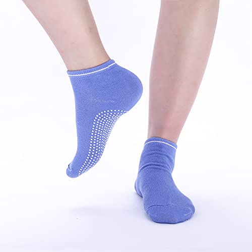 Non-Slip Yoga Socks for Women - 4 Pairs, Sizes 6-6.5 - Black, Pink, Grey, Blue