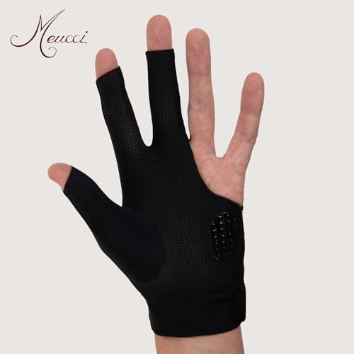 Billiards Glove - Anti-Slip Padding, Smooth Stroke - Black, Large, Left Hand
