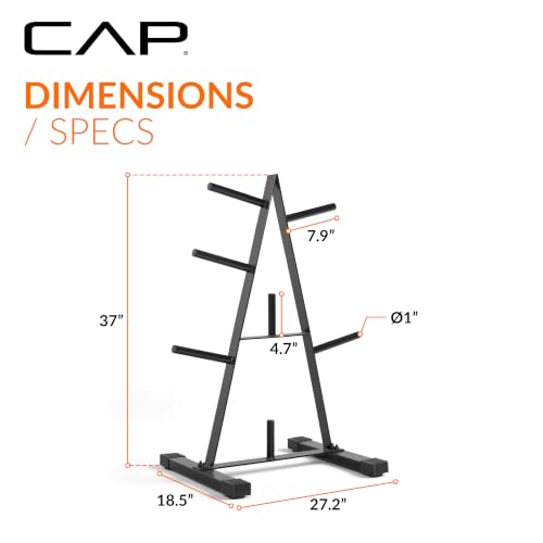 CAP Barbell Compact 1-Inch Weight Plate Rack - Space-Saving Steel Storage