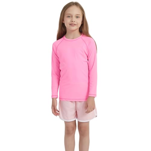 Girls UV Protection Neon Swim Shirt - 7-8 Years / Pink