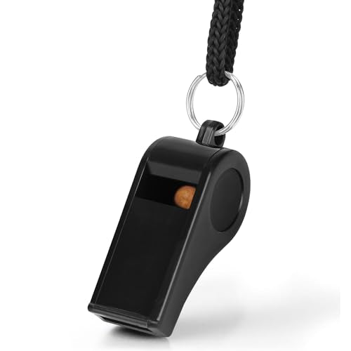 Loud Sports Whistle with Lanyard - 2 Pack, Black