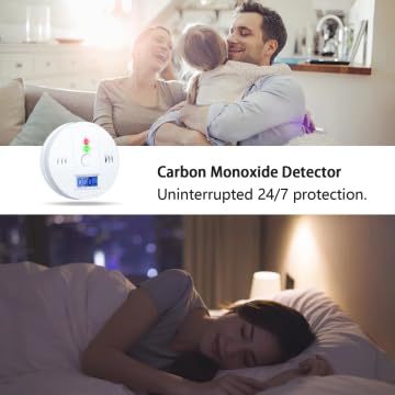 Carbon Monoxide Detector, Carbon Monoxide Alarm, CO Detector with LCD Digital Display, Battery Powered (2-Pack)