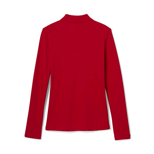Girls' Long Sleeve Ruffle Collar Polo Shirt - Red, 2T