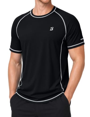 Men's Large Black UPF 50+ Sun Protection Swim Rash Guard Top