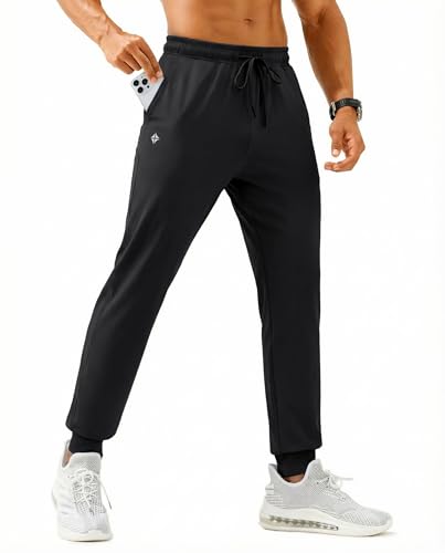 Alimens & Gentle Mens 3X-Large Black Lightweight Joggers with Pockets