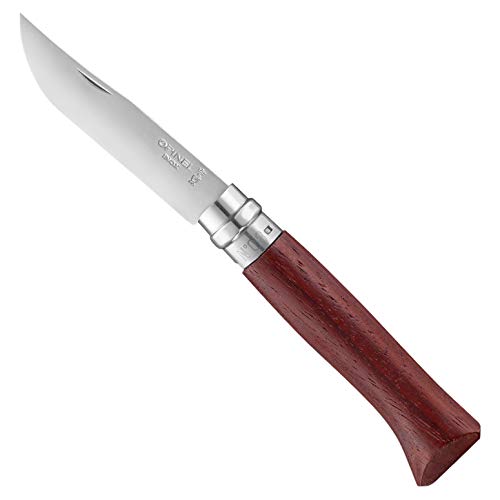 Opinel No. 08 Pocket Folding Knife with Stainless Steel Blade & Padoek Handle