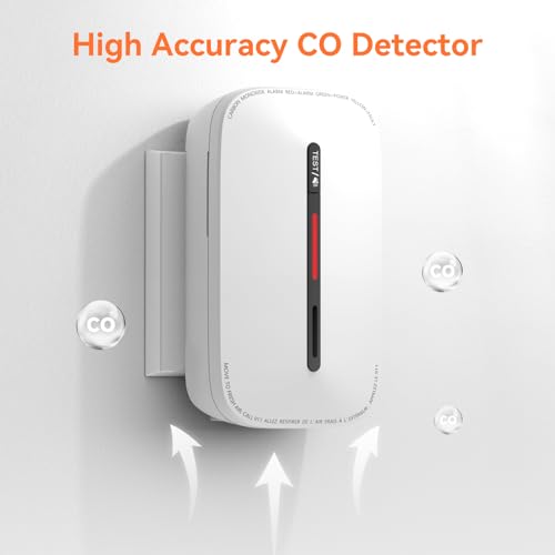 Jemay Plug in Carbon Monoxide Detector,10 Year Battery CO Alarm Detectors with Test-Button & Breathing Light, Portable AC Power CO Monitor Detectors for Home/Hotel, Just Plug & Play, 1 Pack