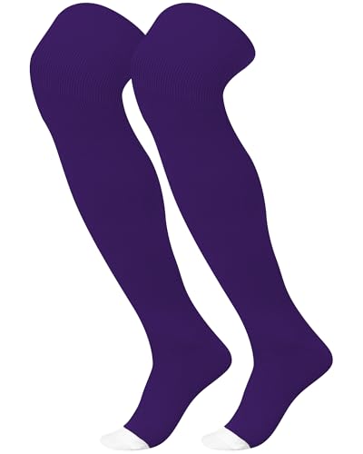 High Football Socks - Large Size, Purple and White
