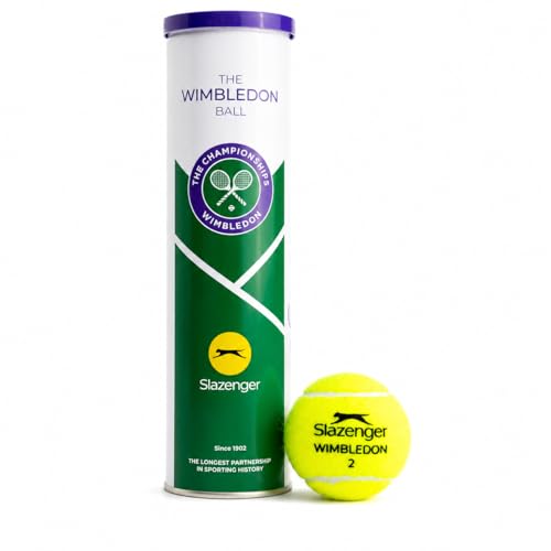 Slazenger Wimbledon Official Tennis Balls - Pack of 4, All-Court, Hydroguard Technology