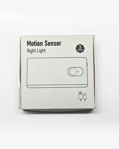 WILLED Motion Sensor Night Light, Rechargeable Stair Lights Indoor, Warm White Motion Sensor Light Indoor, Battery Operated Night Light for Hallway, Stairway, Bathroom, Bedroom, Kitchen, 3 Pack