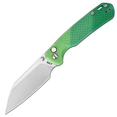 CJRB Pyrite-Light EDC Knife with AR-RPM9 Steel Blade & Thermochromic Green FRN Handle